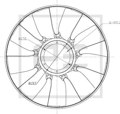 PE Automotive 020.211-00A - Крыльчатка вентилятора, охлаждение двигателя unicars.by