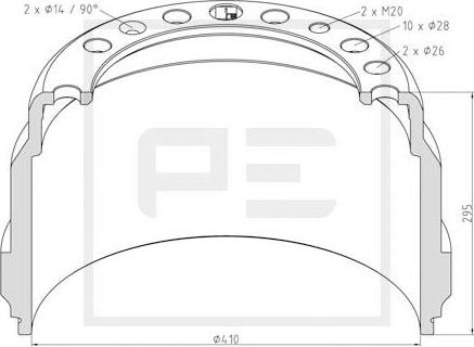 PE Automotive 146.048-00A - Тормозной барабан unicars.by