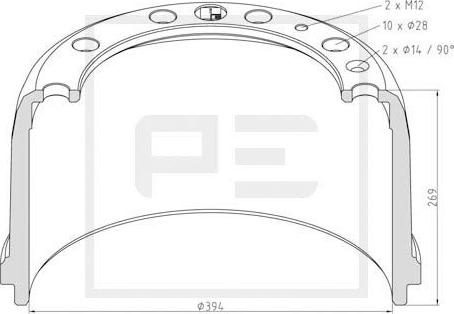 PE Automotive 146.069-00A - Тормозной барабан unicars.by