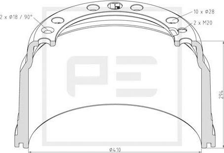 PE Automotive 146.134-00A - Тормозной барабан unicars.by