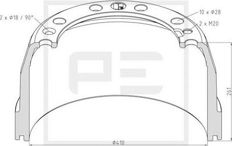 PE Automotive 146.131-00A - Тормозной барабан unicars.by