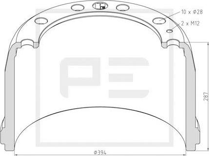 PE Automotive 146.320-00A - Тормозной барабан unicars.by