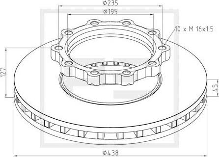 PE Automotive 146.204-00A - Тормозной диск unicars.by