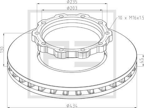 PE Automotive 146.206-00A - Тормозной диск unicars.by