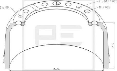 PE Automotive 156.002-00A - Тормозной барабан unicars.by