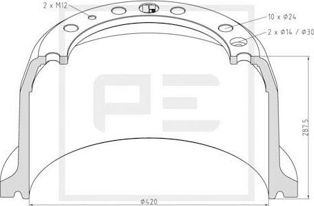 PE Automotive 106.083-00A - Тормозной барабан unicars.by