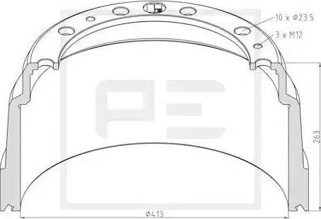 PE Automotive 126.069-00A - Тормозной барабан unicars.by