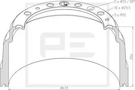 PE Automotive 126.068-00A - Тормозной барабан unicars.by