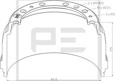 PE Automotive 126.074-00A - Тормозной барабан unicars.by