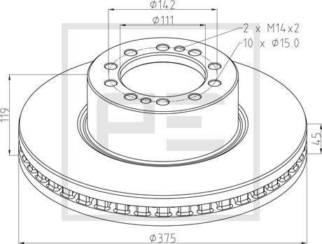 PE Automotive 256.053-00A - Тормозной диск unicars.by