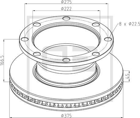 PE Automotive 256.052-00A - Тормозной диск unicars.by