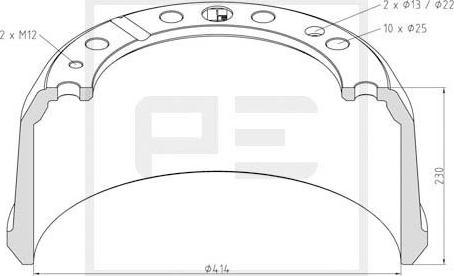 PE Automotive 256.000-00A - Тормозной барабан unicars.by