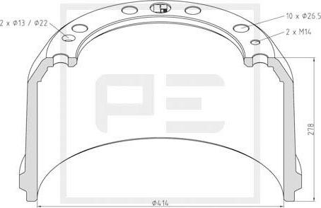 PE Automotive 256.025-00A - Тормозной барабан unicars.by