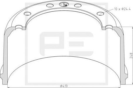 PE Automotive 266.538-00A - Тормозной барабан unicars.by