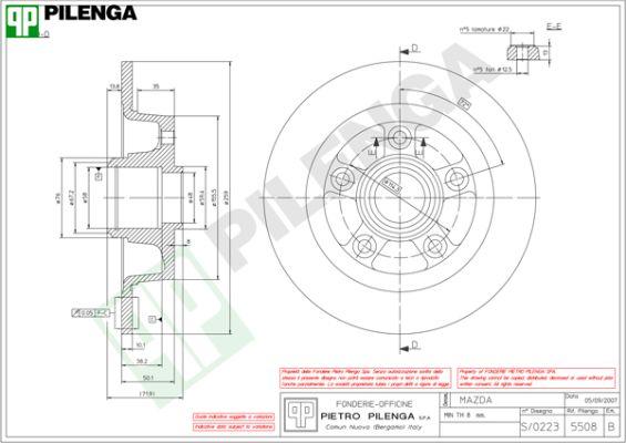 Pilenga 5508 - Тормозной диск unicars.by