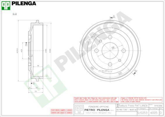 Pilenga 6005 - Тормозной барабан unicars.by