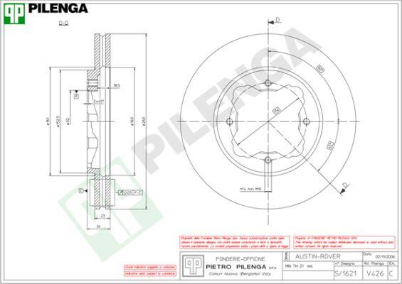 Pilenga V426 - Тормозной диск unicars.by