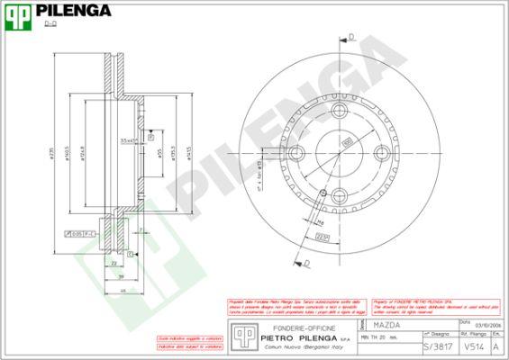 Pilenga V514 - Тормозной диск unicars.by