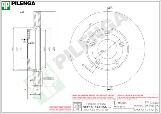 Pilenga V522 - Тормозной диск unicars.by