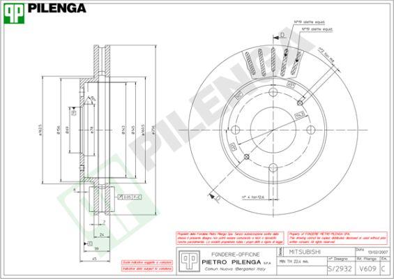 Pilenga V609 - Тормозной диск unicars.by