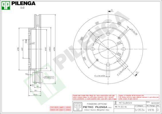 Pilenga V616 - Тормозной диск unicars.by