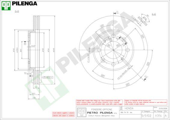 Pilenga V314 - Тормозной диск unicars.by