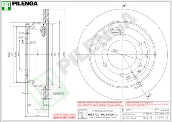 Pilenga V376 - Тормозной диск unicars.by