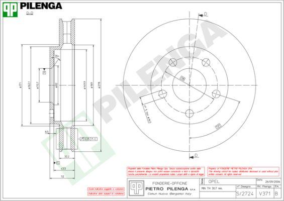 Pilenga V371 - Тормозной диск unicars.by