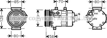 Prasco CNK253 - Компрессор кондиционера unicars.by