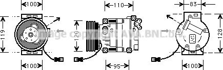 Prasco FTK034 - Компрессор кондиционера unicars.by