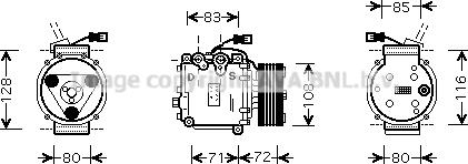 Prasco HDK168 - Компрессор кондиционера unicars.by