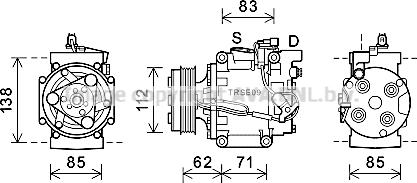 Prasco HDK302 - Компрессор кондиционера unicars.by