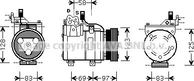 Prasco HYK093 - Компрессор кондиционера unicars.by