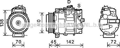 Prasco MSK580 - Компрессор кондиционера unicars.by