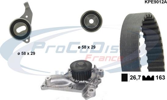 Procodis France KPE9012A - Водяной насос + комплект зубчатого ремня ГРМ unicars.by