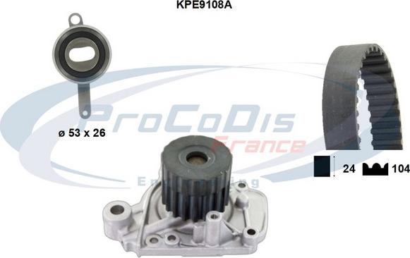 Procodis France KPE9108A - Водяной насос + комплект зубчатого ремня ГРМ unicars.by