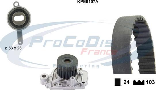 Procodis France KPE9107A - Водяной насос + комплект зубчатого ремня ГРМ unicars.by