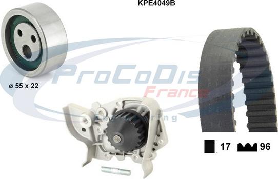 Procodis France KPE4049B - Водяной насос + комплект зубчатого ремня ГРМ unicars.by