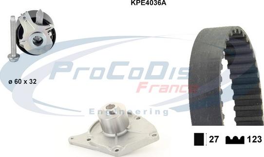 Procodis France KPE4036A - Водяной насос + комплект зубчатого ремня ГРМ unicars.by