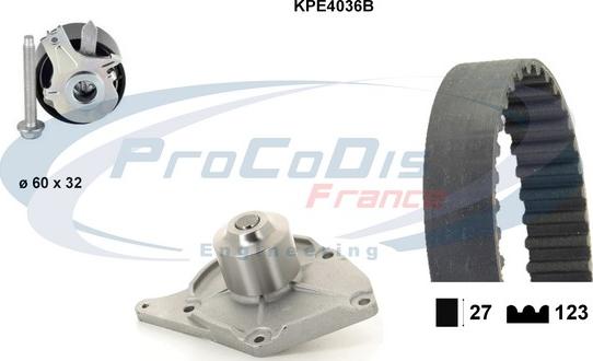 Procodis France KPE4036B - Водяной насос + комплект зубчатого ремня ГРМ unicars.by