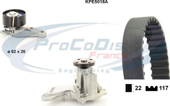 Procodis France KPE5018A - Водяной насос + комплект зубчатого ремня ГРМ unicars.by