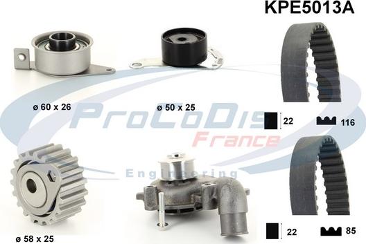 Procodis France KPE5013A - Водяной насос + комплект зубчатого ремня ГРМ unicars.by