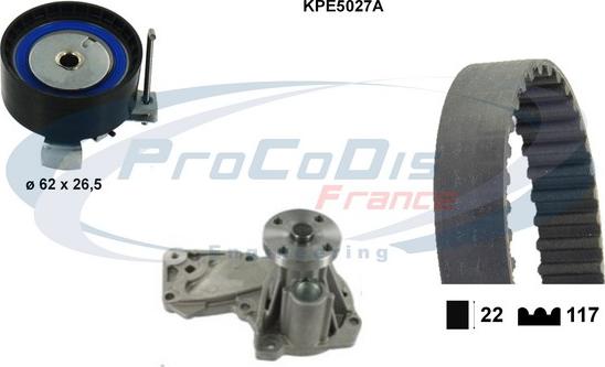 Procodis France KPE5027A - Водяной насос + комплект зубчатого ремня ГРМ unicars.by