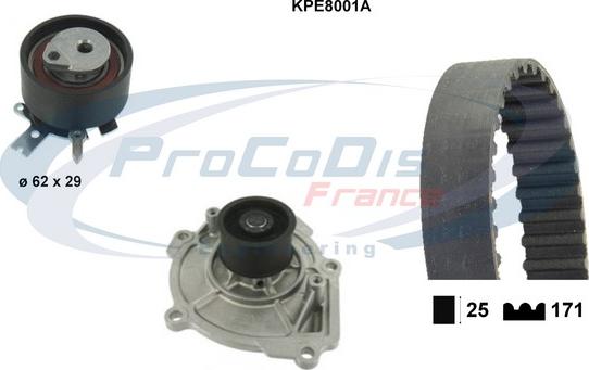 Procodis France KPE8001A - Водяной насос + комплект зубчатого ремня ГРМ unicars.by