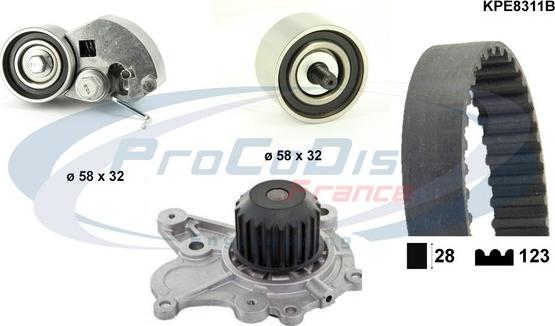 Procodis France KPE8311B - Водяной насос + комплект зубчатого ремня ГРМ unicars.by