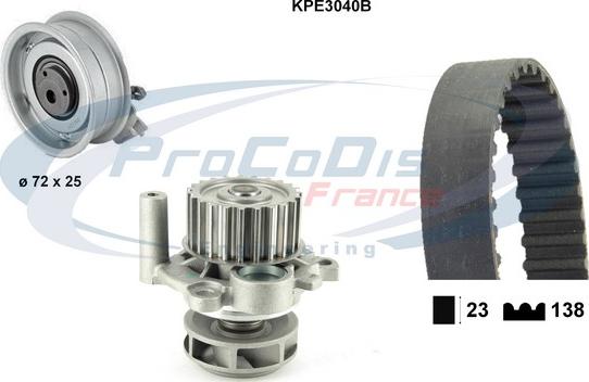 Procodis France KPE3040B - Водяной насос + комплект зубчатого ремня ГРМ unicars.by