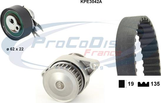 Procodis France KPE3042A - Водяной насос + комплект зубчатого ремня ГРМ unicars.by