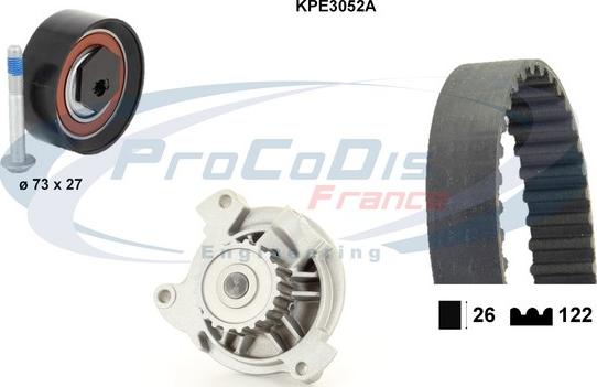 Procodis France KPE3052A - Водяной насос + комплект зубчатого ремня ГРМ unicars.by