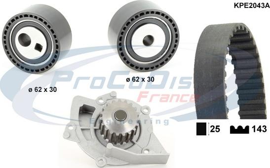 Procodis France KPE2043A - Водяной насос + комплект зубчатого ремня ГРМ unicars.by