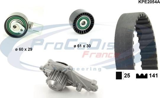 Procodis France KPE2054A - Водяной насос + комплект зубчатого ремня ГРМ unicars.by